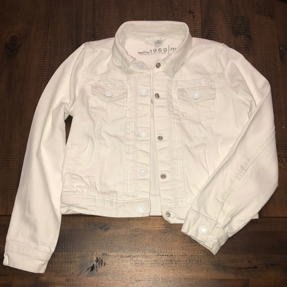 GAP girls white cropped jean jacket, VGUC